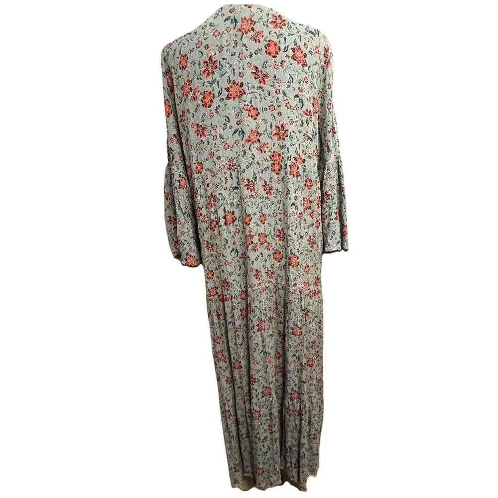 Easel Dress Large Womens Tiered Crinkle Maxi Cottagecore Boho Lavendar Grayish - Picture 5 of 11